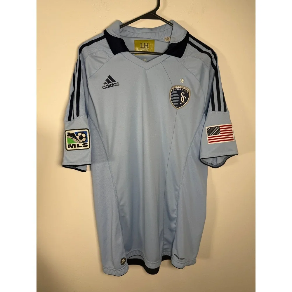 Adidas Sporting Kansas City 2011 Jersey Mens XL Light Blue MLS Soccer Lamar Hunt